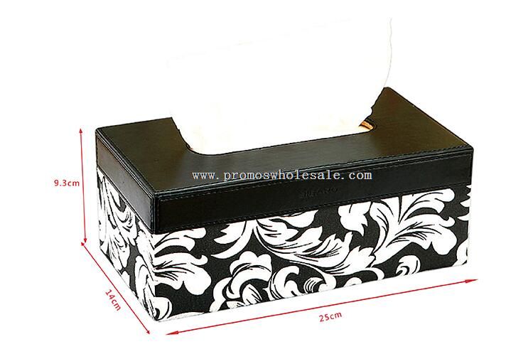 Leather tissue holder box