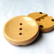 Circular beech wood soap holder images