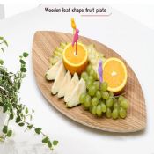 Placa de jantar moderna forma folha de madeira images