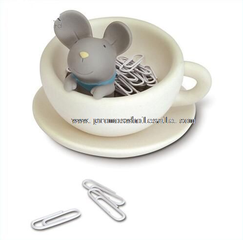 Mouse shape pvc metal paper clip & holder
