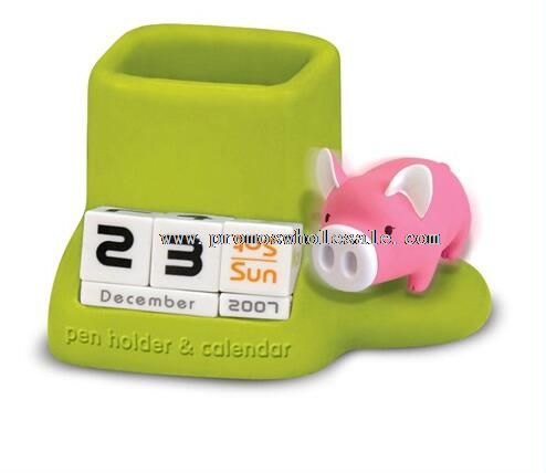 Pig shape calendar school/office use pen holders