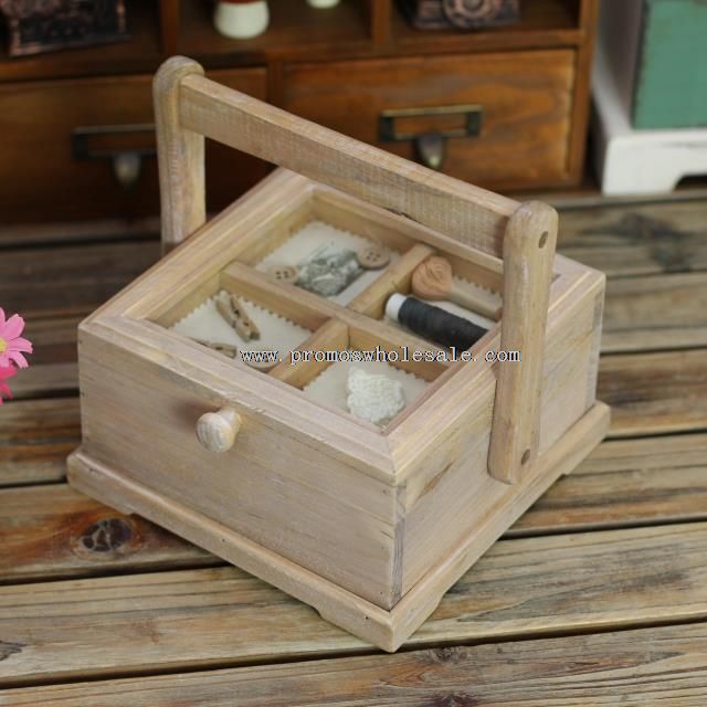 Caja de té madera natural portable
