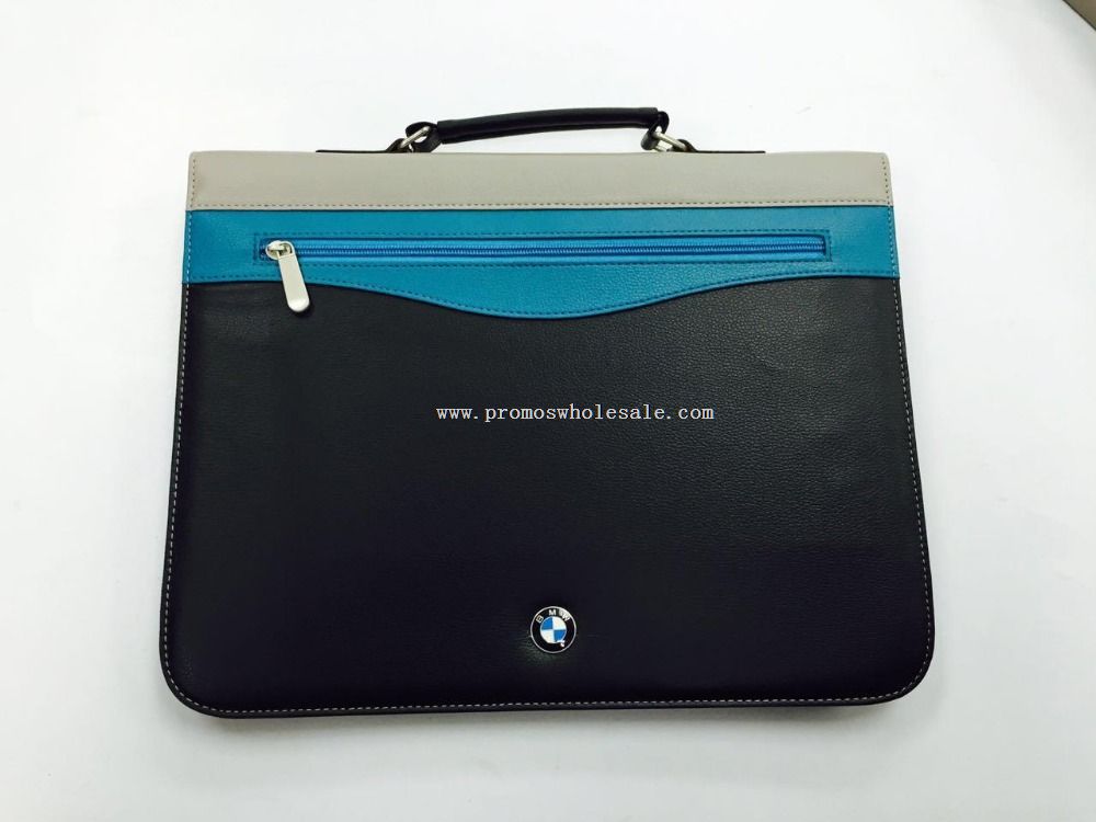 Portfolio file folder with calculator and zipper