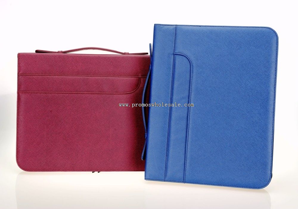 Portfolio file folder with zipper and handle