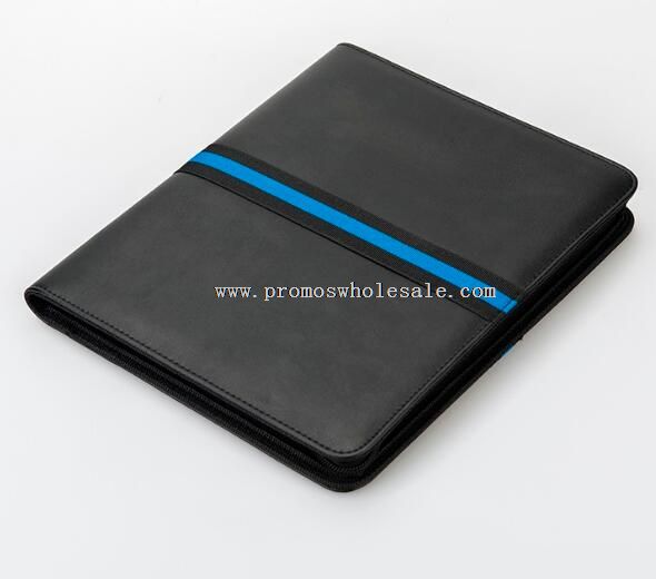 Pu leather A4 portfolio case meeting folder with power bank