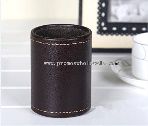 PU Leather Table Pen Holders Round