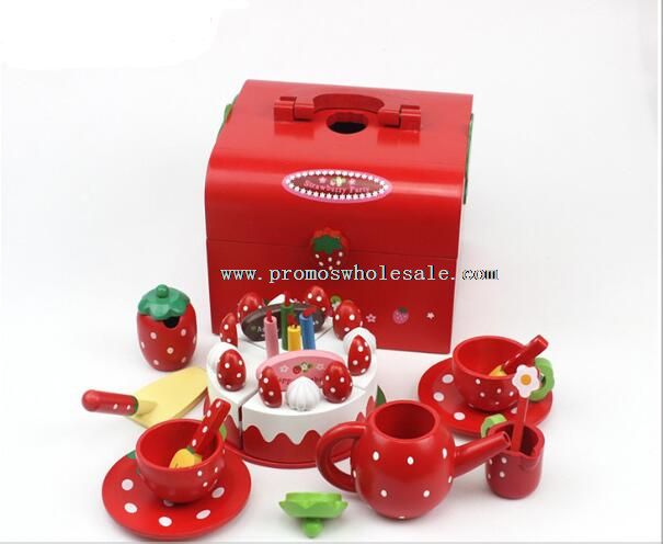 اسباب بازی قرمز سرویس چای خوری چوبی