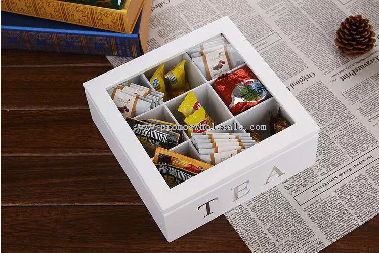 White wooden tea box