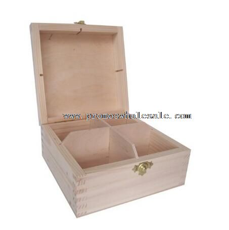 Wooden Chest Tea Bags Box 4 Compartments