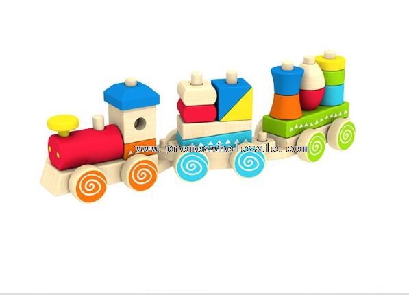 Tre pedagogisk leketøy blokker tog