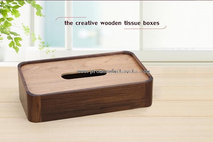 Wooden household tissue box