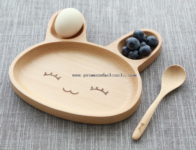 Wooden Kids Breakfast Food Plate Trays