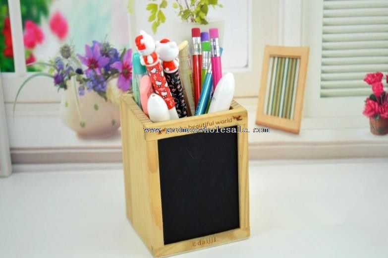 Wooden pen container with blackboard