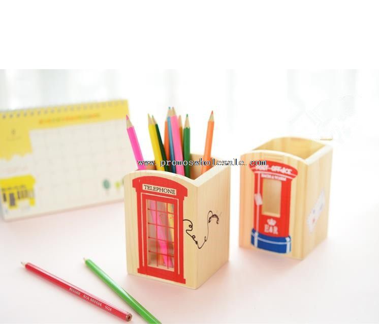 Wooden pencil pen holder