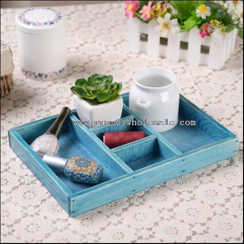 Wooden Storage Tray With Compartments