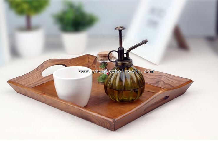 Wooden tea tray with handle