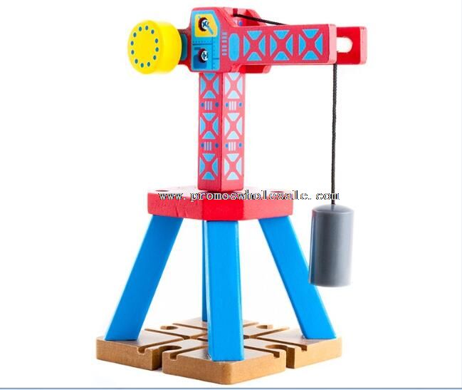 Drewniana wieża żurawia zabawki magnetyczne podnoszenia towarów