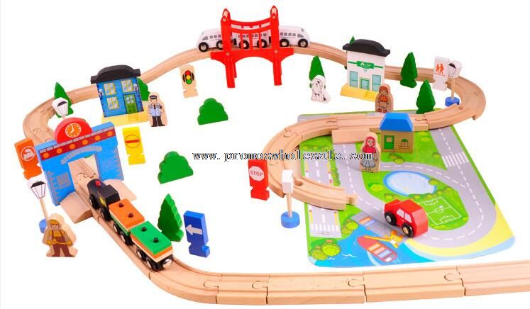 Dřevěný vlak trať děti hračky