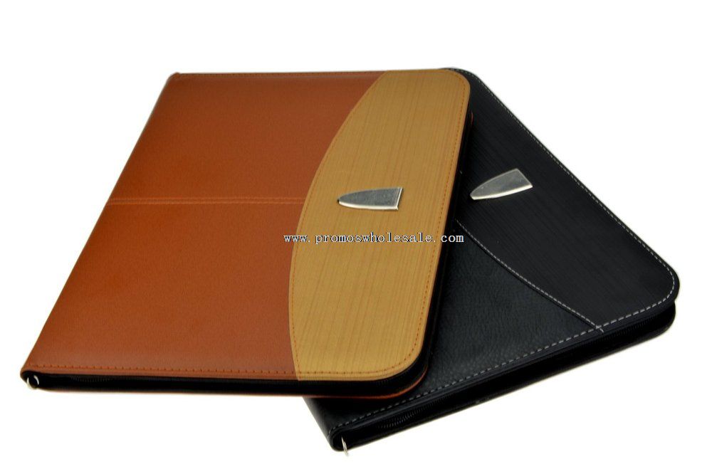 Zipper PU Leather Executive Padfolio file folder