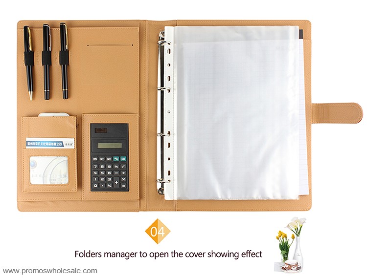 Cover with a calculator cortical ring binders