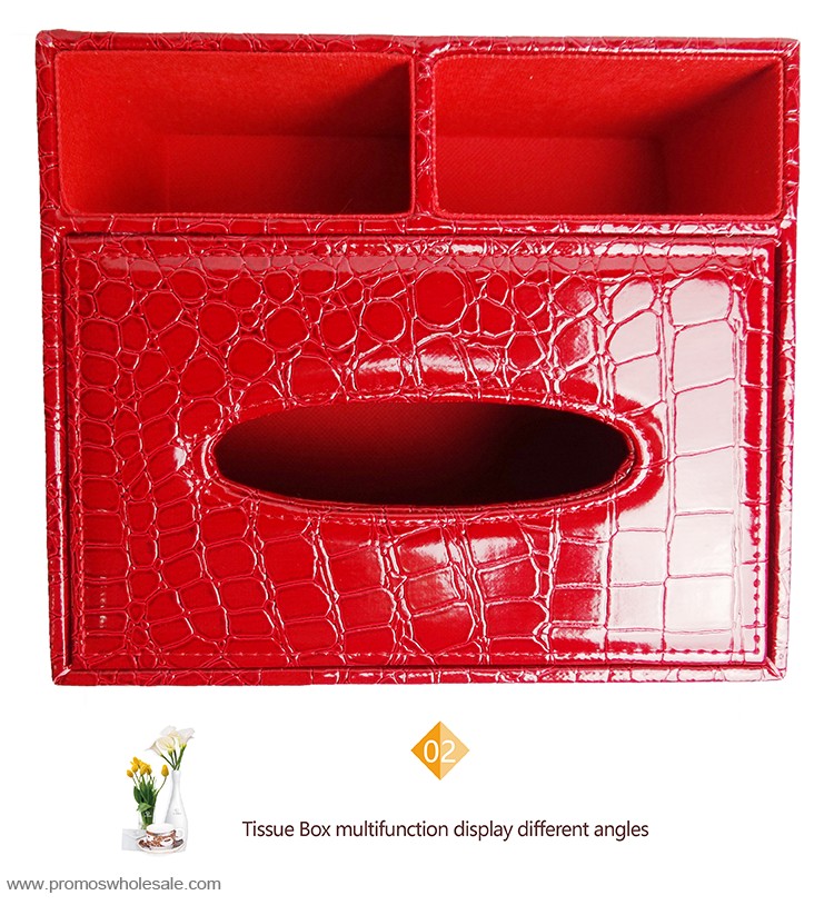 Crocodile pattern leather tissue paper box