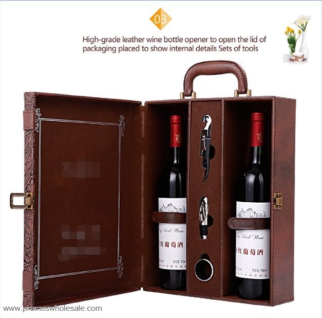 Læder vin kasse