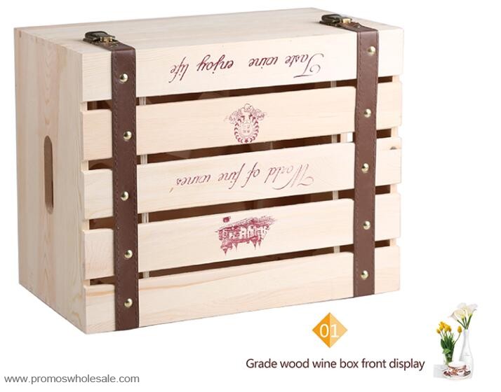 6 bottle wood wine box