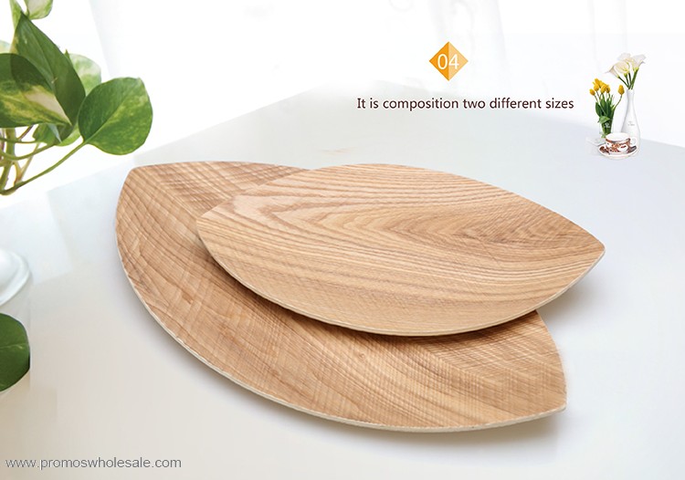 Wooden leaf shape modern dinner plate