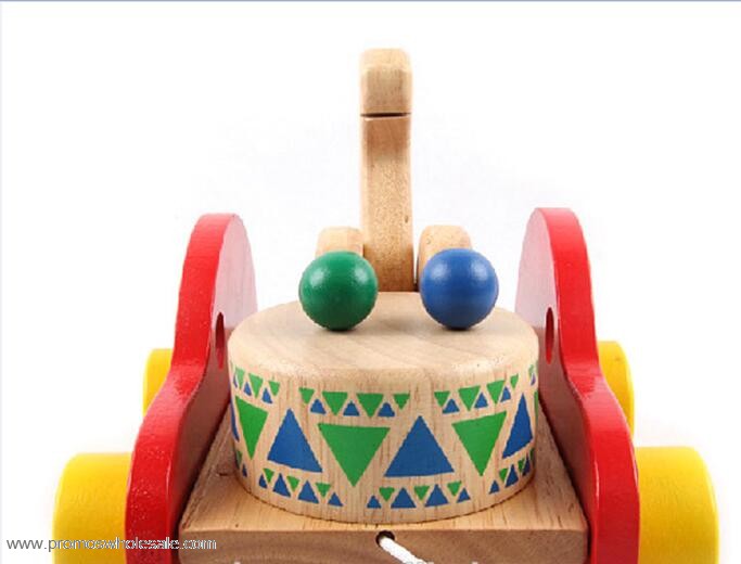Wooden Pulling Bear Drum Pulling Along Musical Toy