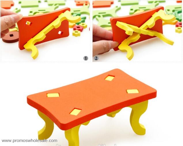 3D Montering Mini Møbler Stue Træ Legetøj