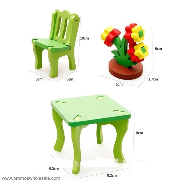 Jídelní Stůl a Židle Set Dřevěné Hračky DIY Hračka