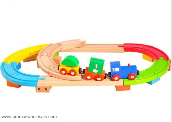 29pcs colorful building block wooden train track set