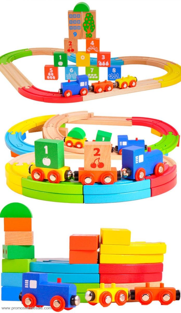 29pcs colorful building block wooden train track set