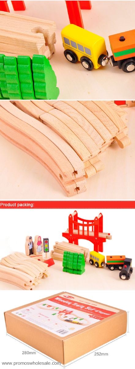 37pcs wooden train set 