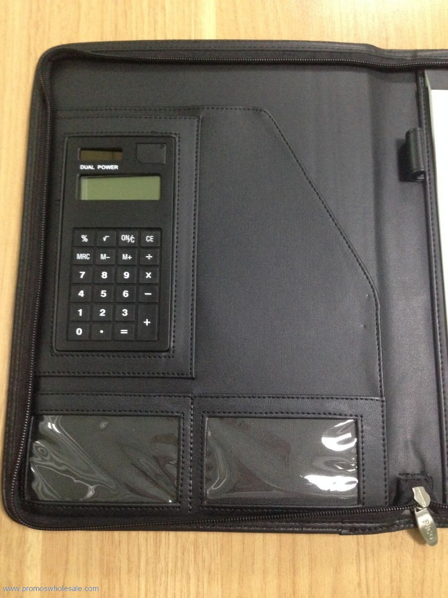 PU kulit A4 Folder Dengan Kalkulator