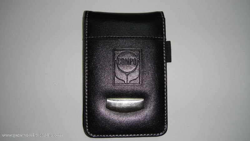 Leather mini portfolio with calculator