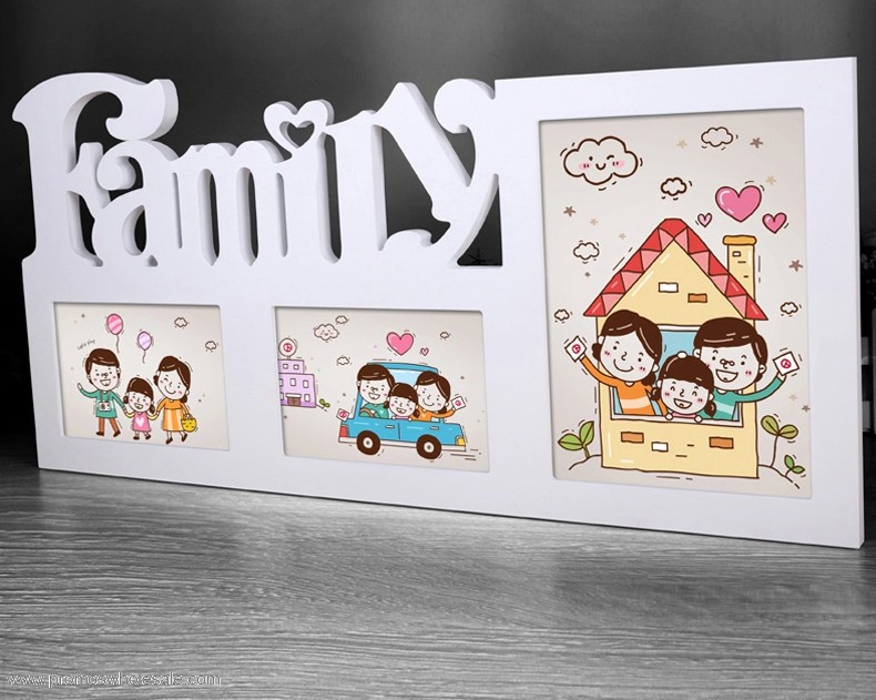 keluarga Cinta dikombinasikan bingkai kayu foto