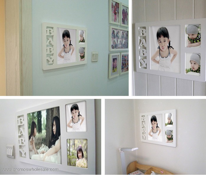 Baby 3 picture wood photo frame