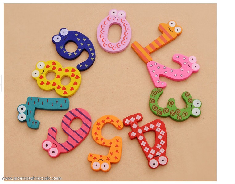 Wooden educational fridge magnets