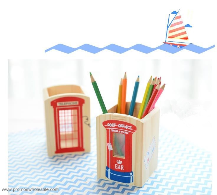 Wooden pencil pen holder