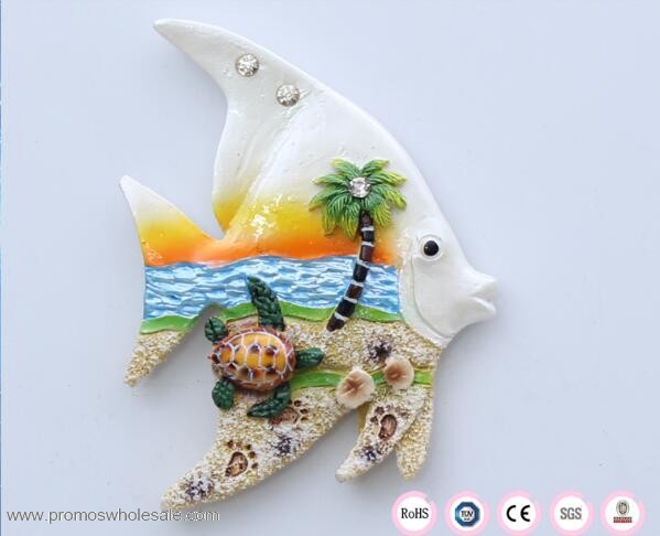 Fridge magnet promotional with fish shape ocean pattern