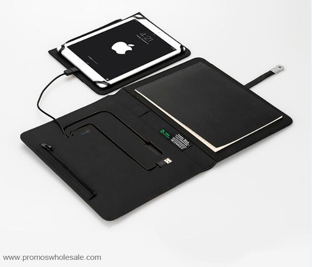 A5 Custom trendy portfolio with 8GB flash drive and power bank