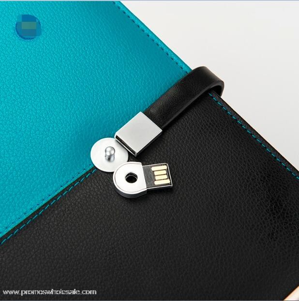 Leather portifolio with power bank and 8GB usb flash