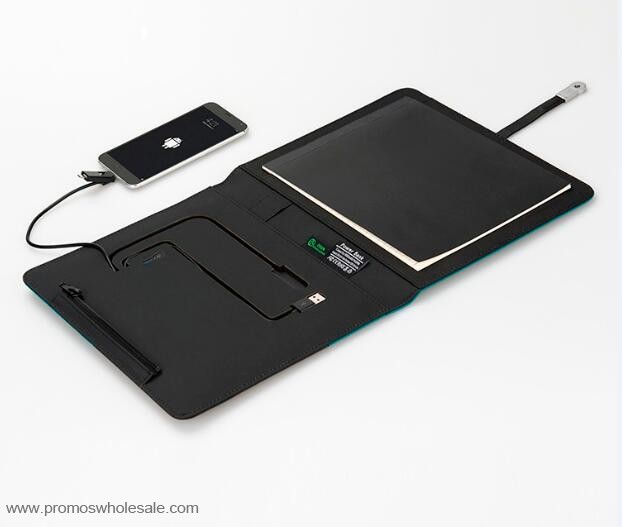 Bőr portifolio power bank és 8GB usb flash