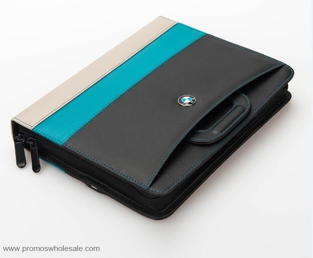 Zipper portfolio case with power bank