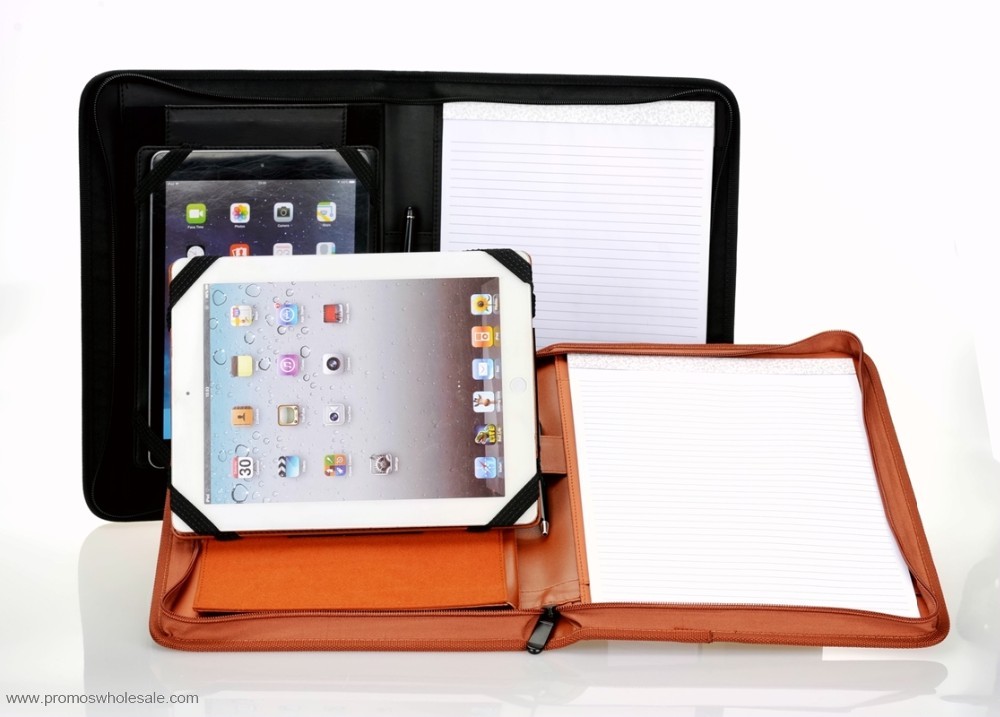 Cartera de carpeta de Cuero con funda de tableta de bloc de notas para ipad