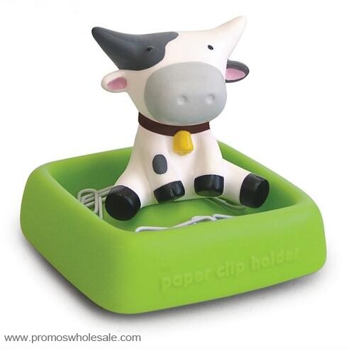 Novelty magnetic cow paper clip & holder