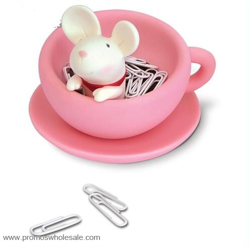 Mouse shape pvc metal paper clip & holder 