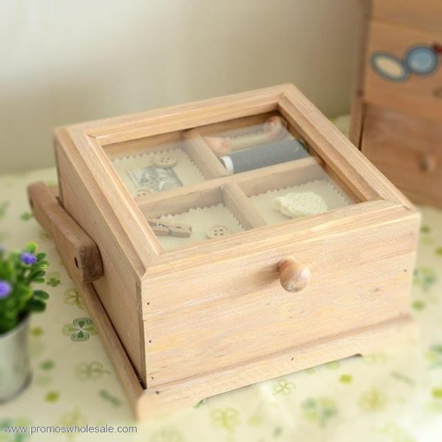 Přenosné přírodní dřevěné čaj box