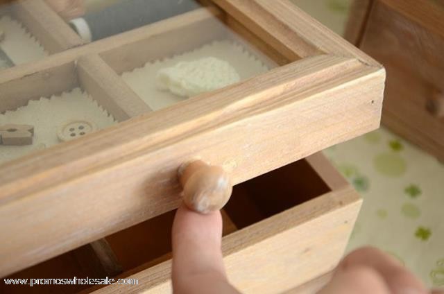 caja de té madera natural Portátil